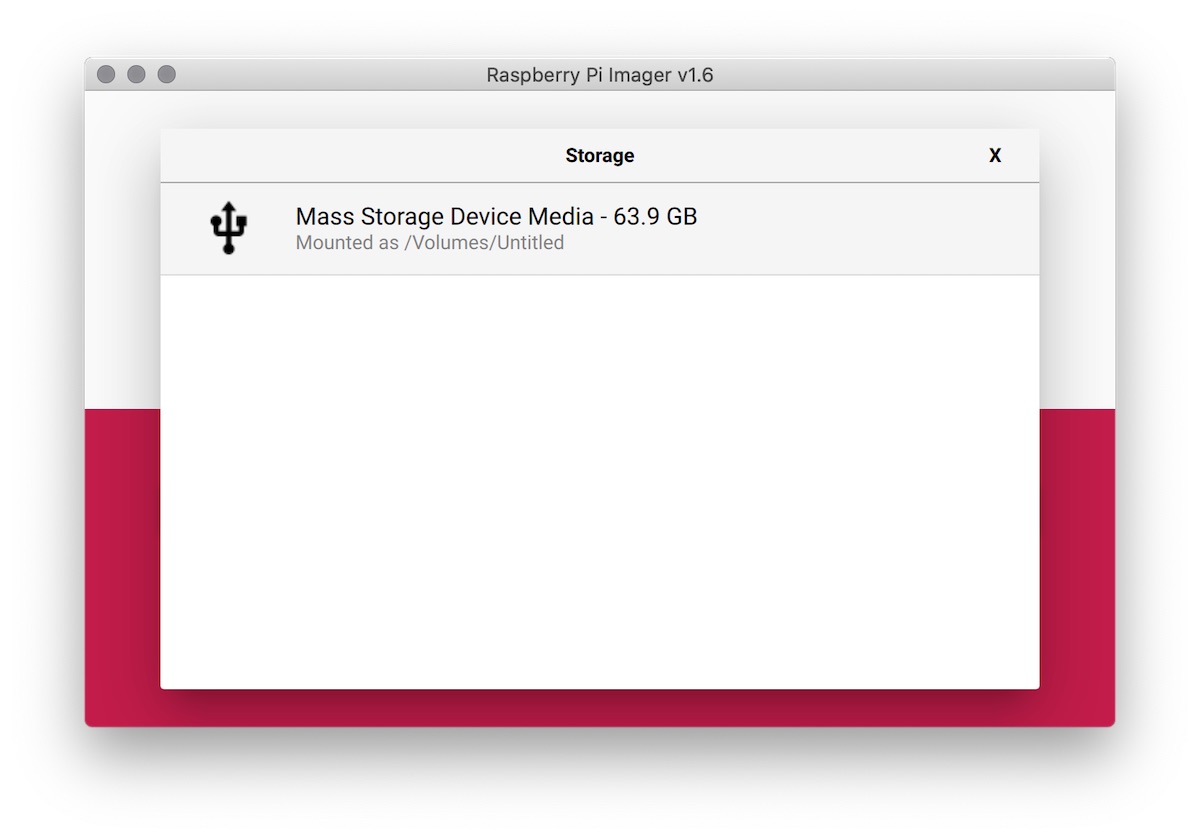 Raspberry Pi Imagerstorage option